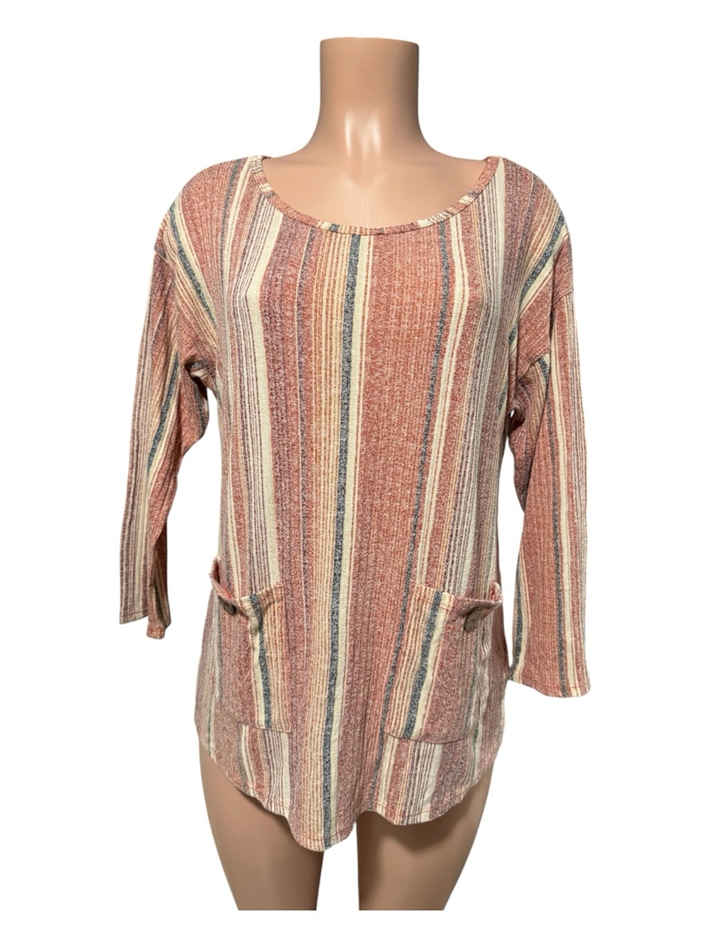 Striped Women’s Knit Top with Pockets
